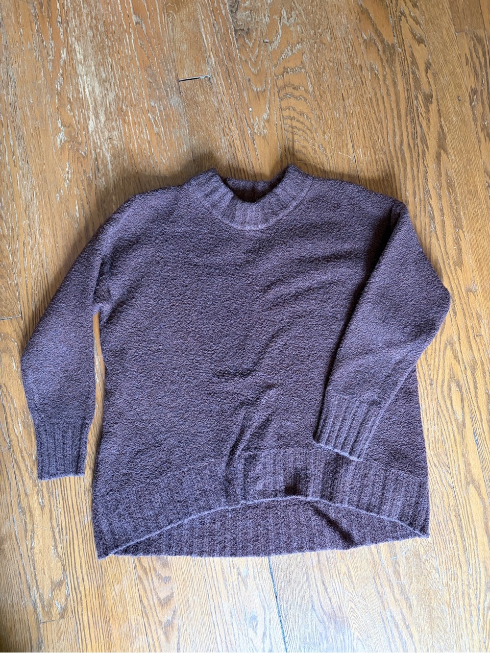 Old Navy Boucle Knit Sweater Warm Chocolate Brown High-Low Hem Size M